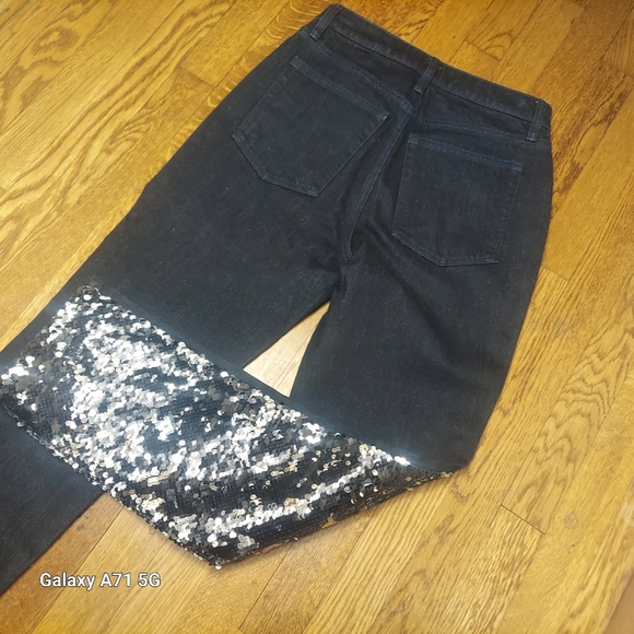 NWOT Juicy Couture 2-Tone Luxe Denim High Waisted Sparkly Sequin Jeans - Picture 5 of 14